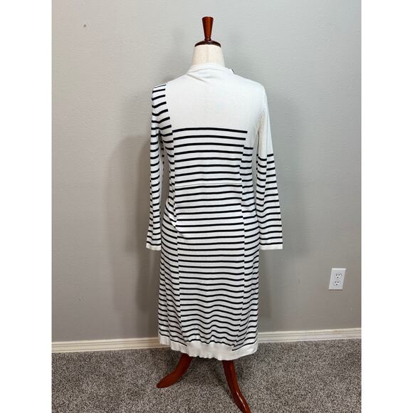 Cabi Victory sweater duster patchwork navy & white striped long sleeve Sz S - Picture 4 of 7